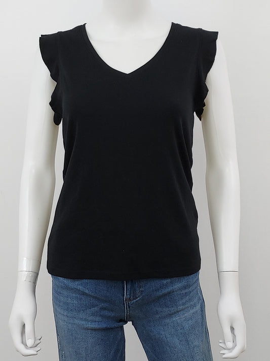 V Neck Ruffle Tee Size Small