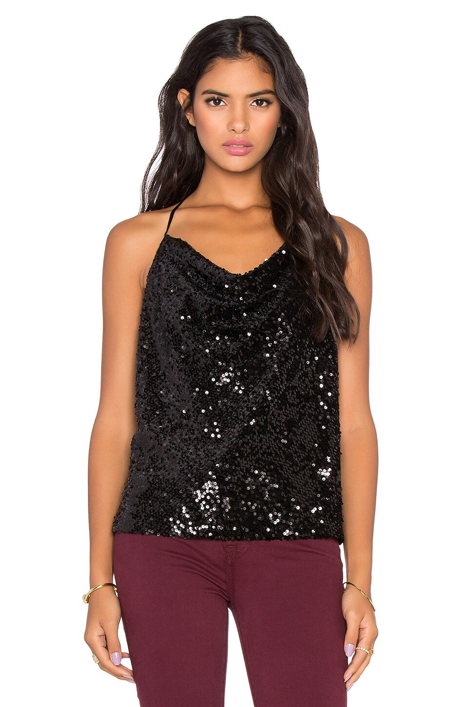 Sequined Cowl Neck Tank Size XS