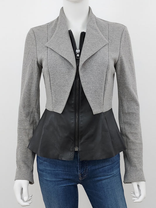 Peplum Leather Combo Jacket Size 2