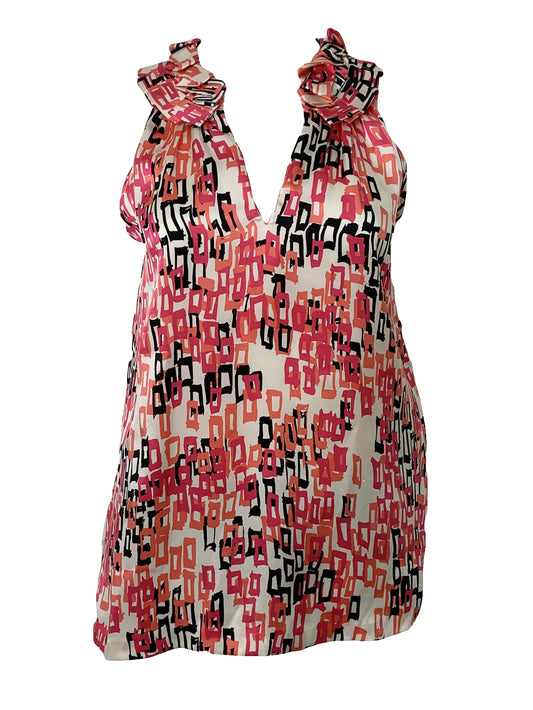 Geometric Printed Sleeveless Blouse Size 6