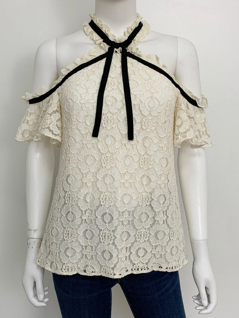Lipsy Lace Cold Shoulder Top in White